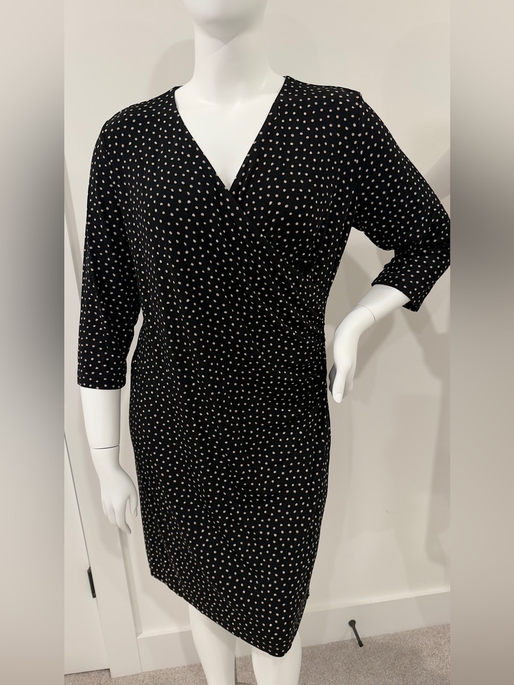 Travelers Classics Polka Dot Wrap Dress XL Black White Midi